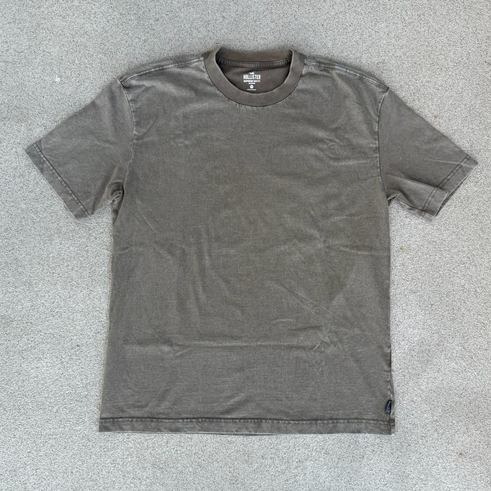 Hollister Heavyweight Boxy Fit Mens Medium T-Shirt - Grey Cotton Tee